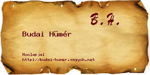 Budai Hümér névjegykártya